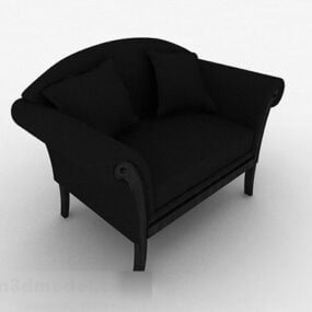 Antique Single Sofa Black Color 3d model