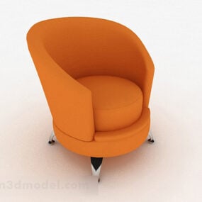 Minimalist Single Sofa Orange Fabric 3d model