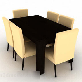 Wooden Dining Table Chair Simple Style 3d model