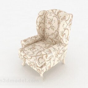 European Single Sofa Floral Textiles 3d-modell