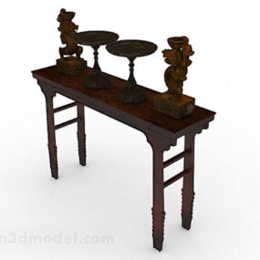Chinese Console Table With Decoration 3d model