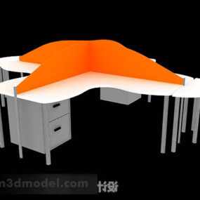 Office White Desk With Dividers 3d model