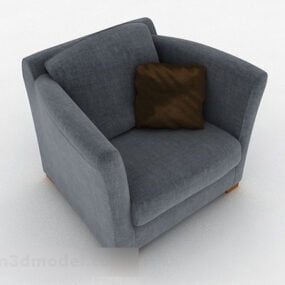 Eenvoudig eenpersoonsbank grijs textiel 3D-model