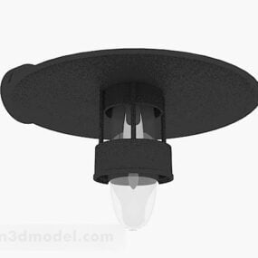 3д модель потолочного светильника с черной круглой лампочкой