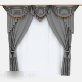 灰色织物家用窗帘3d模型
