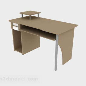 משרד שולחן עץ חום דגם תלת מימד