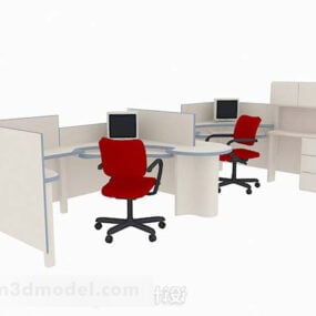 Wooden Desk And Chairset 3d model