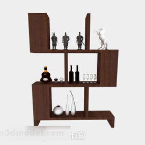 Brown Wooden Cabinet Decoration 3d model