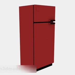 Mô hình 3d tủ lạnh cửa đỏ