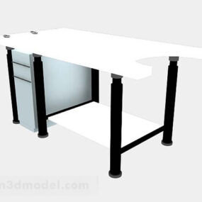 White Office Desk Modern Furniture 3d model