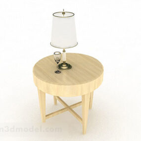 Yellow Wooden Tea Table 3d model