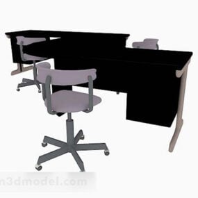 간단한 업무용 책상과 의자 3d 모델