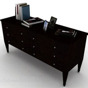 Office Working Brown Wooden Desk 3d-modell