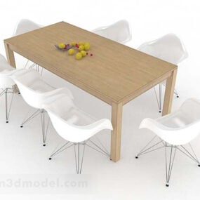 साधारण डाइनिंग टेबल चेयर सेट 3डी मॉडल