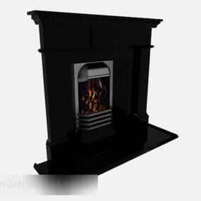 Black Paint Minimalist Fireplace 3d model