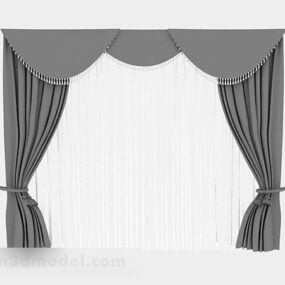 Gray Fabric Curtains 3d model
