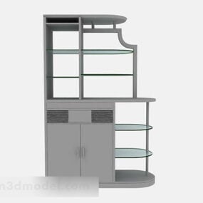 Mô hình 3d tủ trưng bày màu xám