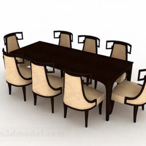 كرسي طاولة طعام عتيق نموذج ثلاثي الأبعاد