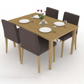 3д модель мебели, деревянного обеденного стола, стула