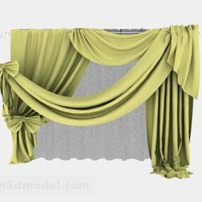 绿色布料窗帘装饰3d模型