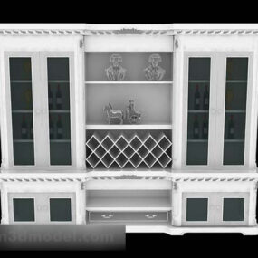 White Home Display Cabinet Furniture 3d model