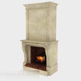 Brown Stone Western Fireplace 3d model