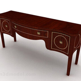 میز تحریر چوبی قهوه ای مدل مبلمان آنتیک سه بعدی