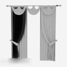灰色窗帘大厅装饰3d模型