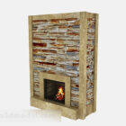 Furniture Brown Stone Fireplace