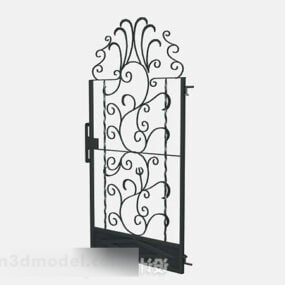 Puerta de casa con barandilla de hierro negro modelo 3d
