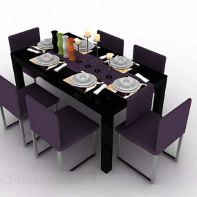 เฟอร์นิเจอร์โต๊ะรับประทานอาหารที่เรียบง่ายเก้าอี้แบบจำลอง 3 มิติ