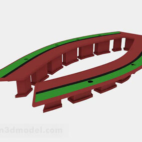 Punainen Väri Oval Neuvottelupöytä 3D-malli
