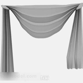 Decoración de habitación con cortina gris modelo 3d