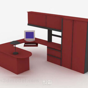 Modelo 3D de mesa de escritório com tinta vermelha