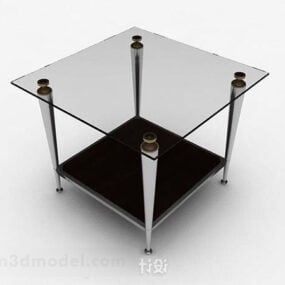 שולחן קפה מרובע מזכוכית אפור דגם תלת מימד