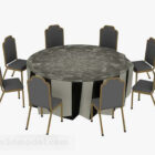 グレーのラウンドダイニングテーブルの椅子の装飾セット