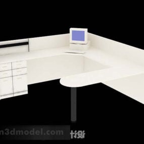 שולחן משרדי צבע לבן דגם תלת מימד