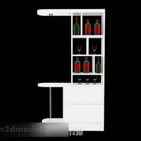 Bedroom White Wine Cabinet 3d model