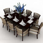 Home Wood Dining Table Chair Decor Set