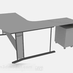 Gray Corner Office Desk 3d model