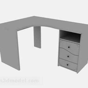 Gray Corner Office Work Desk 3d model