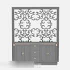 Gray Wood Entrance Cabinet With Screen