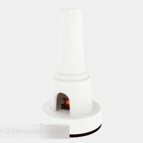 White Minimalist Fireplace 3d model