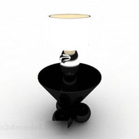 带装饰花瓶的圆形咖啡桌3d模型