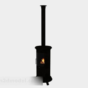 Black Minimalist Iron Fireplace 3d model