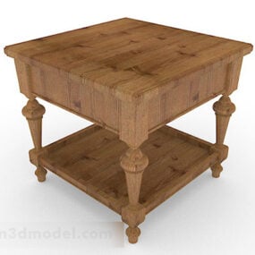Antique Wooden Brown Coffee Table 3d model