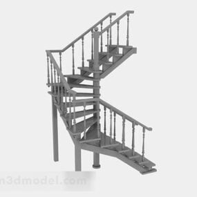 Gray Paint Wooden Stairs 3d model