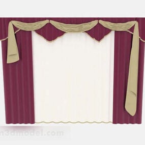 紫色窗帘家具3d模型
