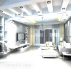 Modern White Minimalist Living Room