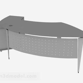 Gray Curved Office Desk 3d model